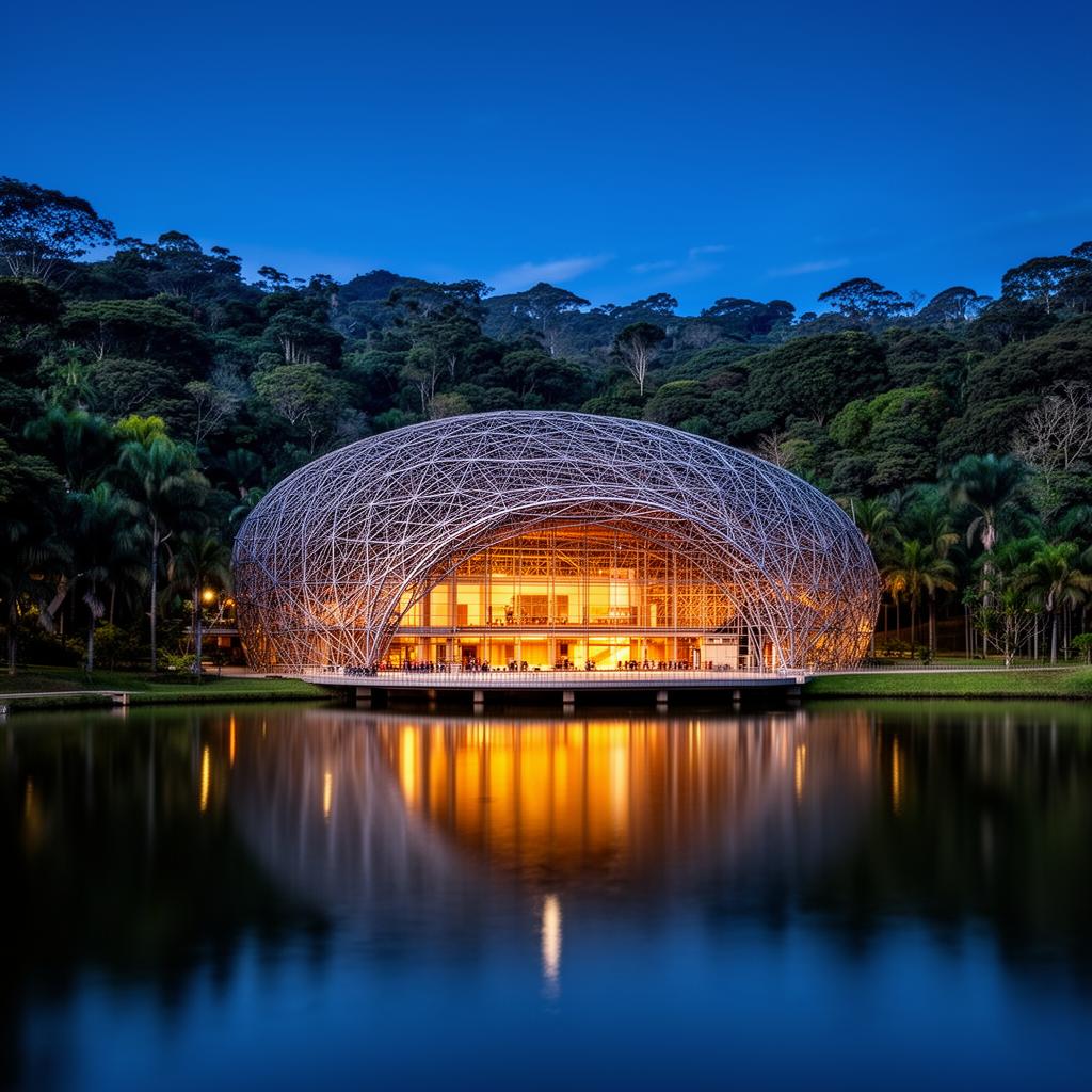 Ópera de Arame de Curitiba ao anoitecer