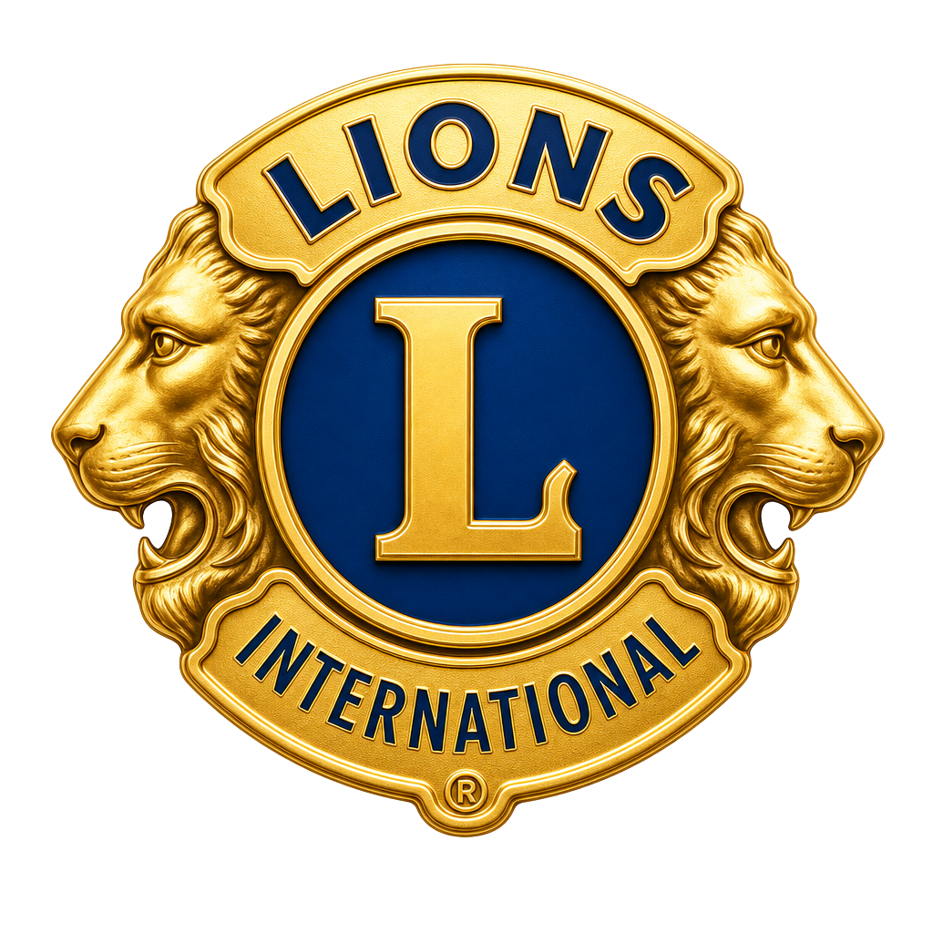 Logotipo oficial do Lions Clubs International, apresentando o emblema com dois perfis de leão voltados para lados opostos e a letra L centralizada.